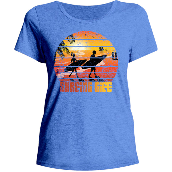 Surfing Life - Ladies Relaxed Fit Tee - Graphic Tees Australia