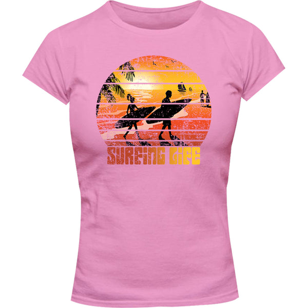 Surfing Life - Ladies Slim Fit Tee - Graphic Tees Australia