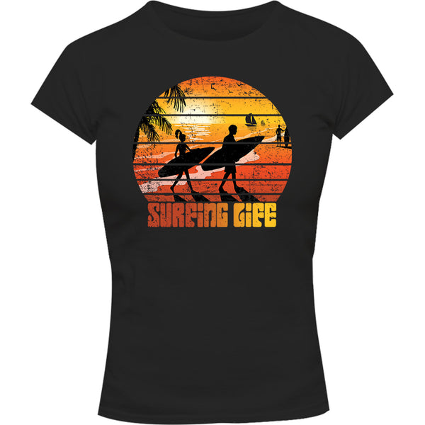 Surfing Life - Ladies Slim Fit Tee - Graphic Tees Australia