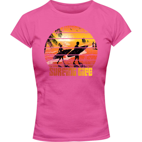 Surfing Life - Ladies Slim Fit Tee - Graphic Tees Australia