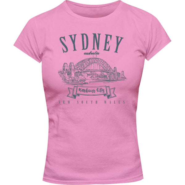 Sydney Australia Vintage mono - Ladies Slim Fit Tee - Graphic Tees Australia