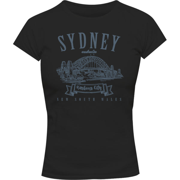 Sydney Australia Vintage mono - Ladies Slim Fit Tee - Graphic Tees Australia