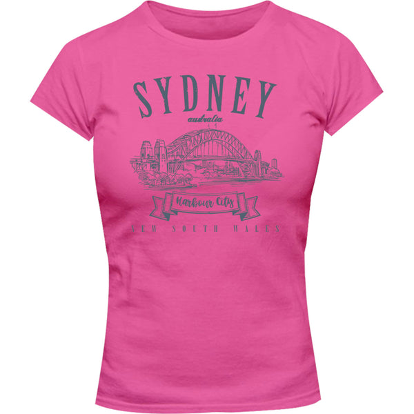 Sydney Australia Vintage mono - Ladies Slim Fit Tee - Graphic Tees Australia
