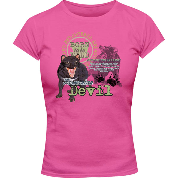 Tasmanian Devil Endangered - Ladies Slim Fit Tee - Graphic Tees Australia
