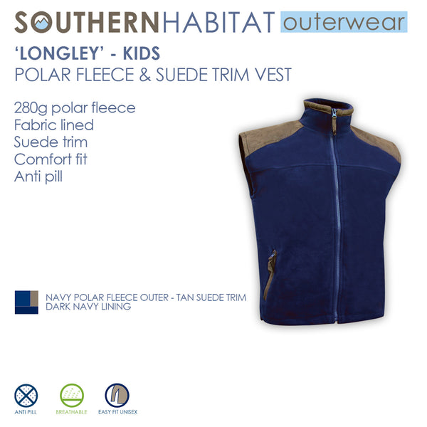 Vest Polar Fleece & Suede Trim - Youth - Graphic Tees Australia