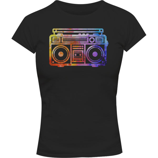 Vintage Boombox Colourful - Ladies Slim Fit Tee