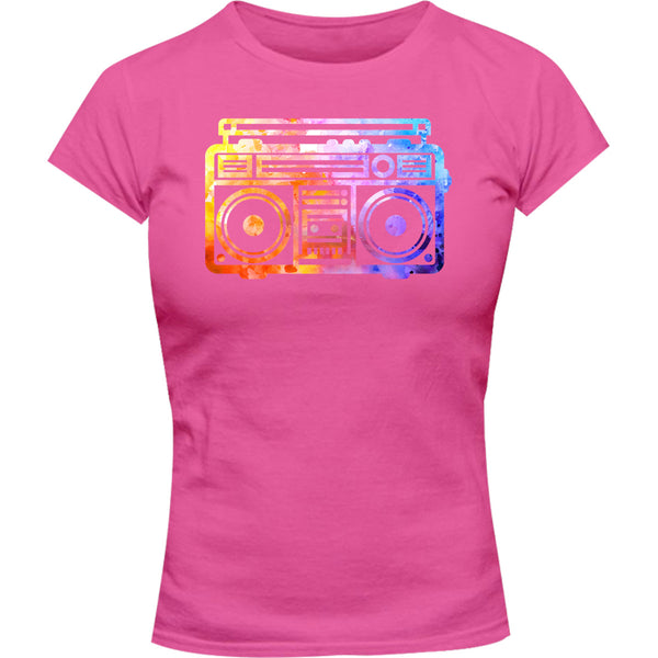 Vintage Boombox Colourful - Ladies Slim Fit Tee