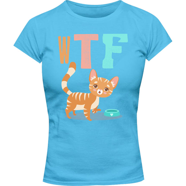 WTF Cat - Ladies Slim Fit Tee - Graphic Tees Australia