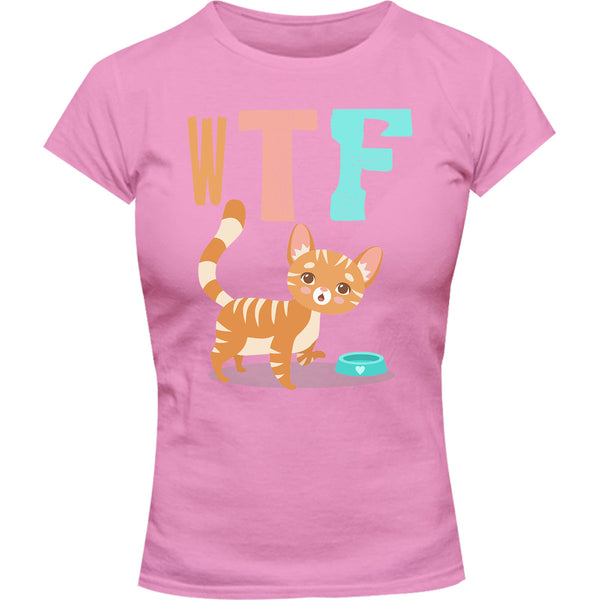 WTF Cat - Ladies Slim Fit Tee - Graphic Tees Australia