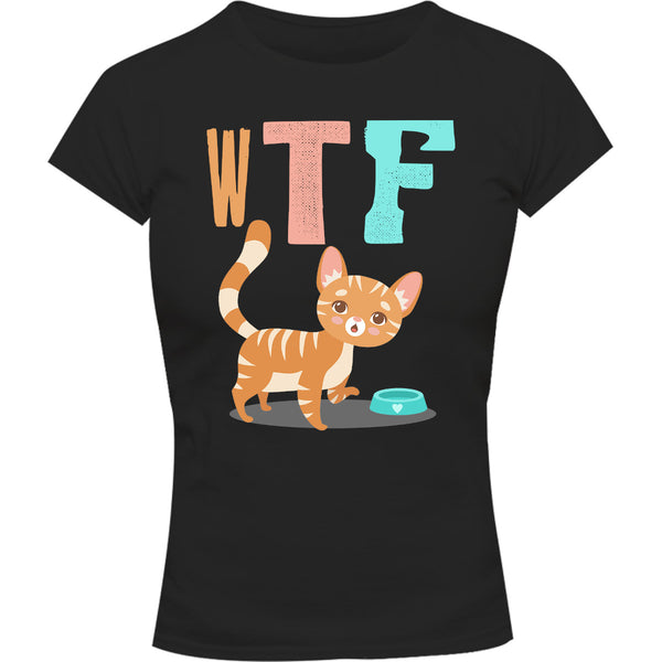 WTF Cat - Ladies Slim Fit Tee - Graphic Tees Australia