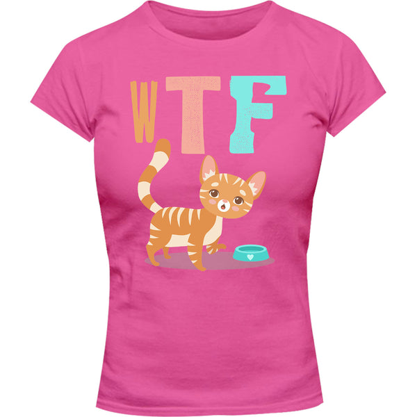 WTF Cat - Ladies Slim Fit Tee - Graphic Tees Australia