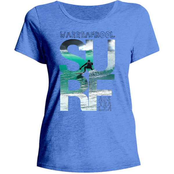 Warrnambool Surf Photo In Word - Ladies Relaxed Fit Tee - Graphic Tees Australia