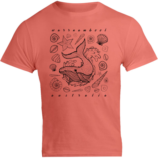Warrnambool Whale & Shells - Unisex Tee - Graphic Tees Australia