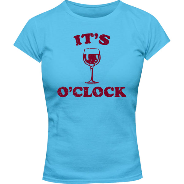 Wine O Clock - Ladies Slim Fit Tee - Graphic Tees Australia