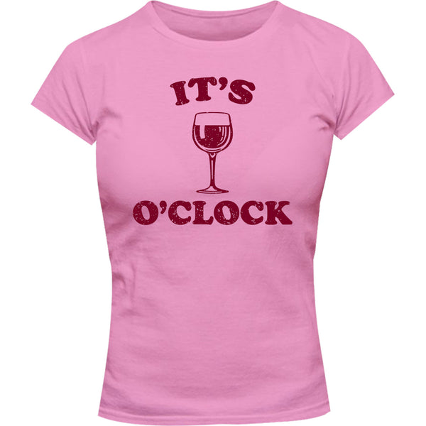 Wine O Clock - Ladies Slim Fit Tee - Graphic Tees Australia