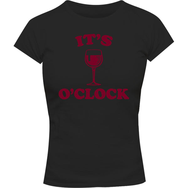 Wine O Clock - Ladies Slim Fit Tee - Graphic Tees Australia