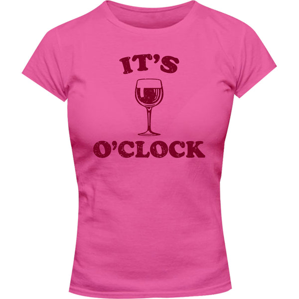Wine O Clock - Ladies Slim Fit Tee - Graphic Tees Australia