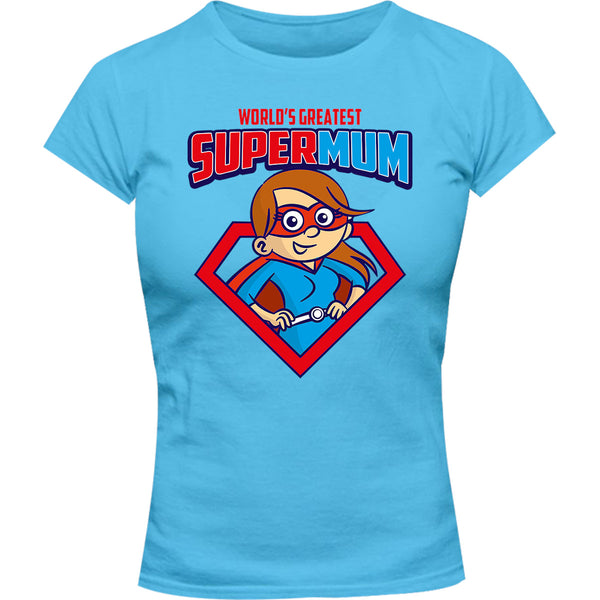 World's Greatest Super Mum - Ladies Slim Fit Tee - Graphic Tees Australia