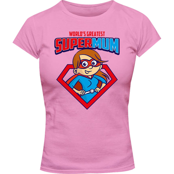 World's Greatest Super Mum - Ladies Slim Fit Tee - Graphic Tees Australia