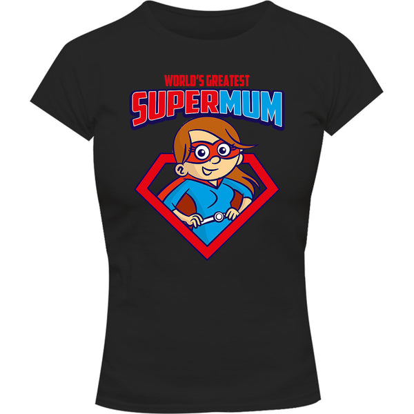 World's Greatest Super Mum - Ladies Slim Fit Tee - Graphic Tees Australia