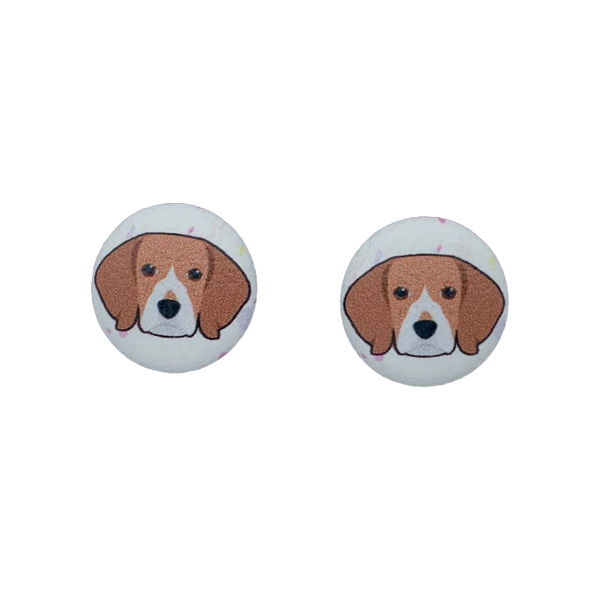 Beagle Button Earrings