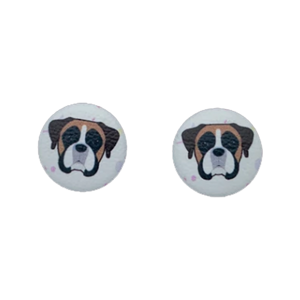 Boxer Button Earrings