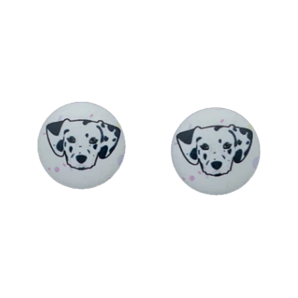 Dalmatian Button Earrings