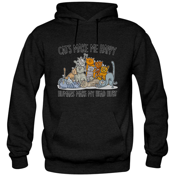 Cats Make Me Happy - Premium Adult & Youth Hoodie