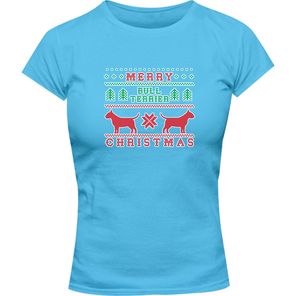 Merry Bull Terrier Christmas - Ladies Slim Fit Tee