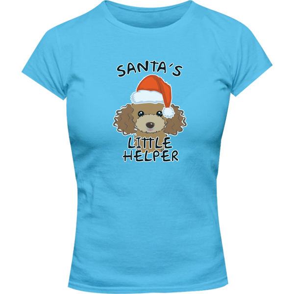 Santa's Little Helper Poodle - Ladies Slim Fit Tee