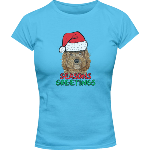 Season's Greetings Cavoodle - Ladies Slim Fit Tee