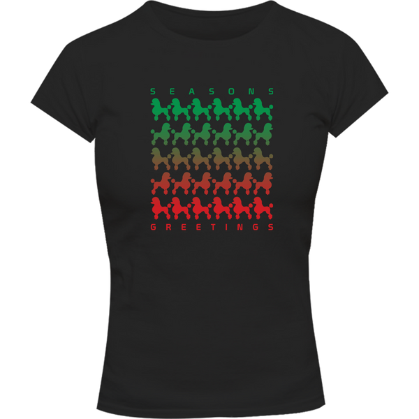 Poodle Season's Greetings - Ladies Slim Fit Tee