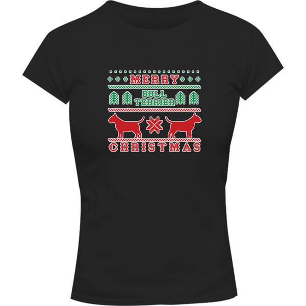 Merry Bull Terrier Christmas - Ladies Slim Fit Tee