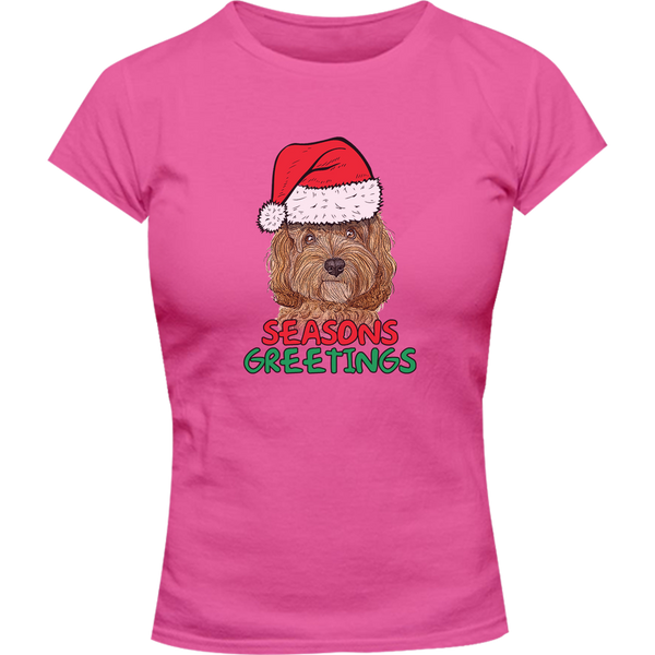 Season's Greetings Cavoodle - Ladies Slim Fit Tee