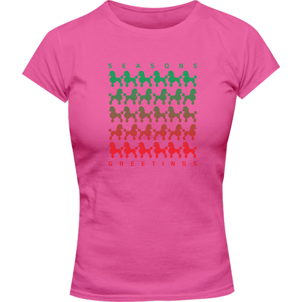 Poodle Season's Greetings - Ladies Slim Fit Tee