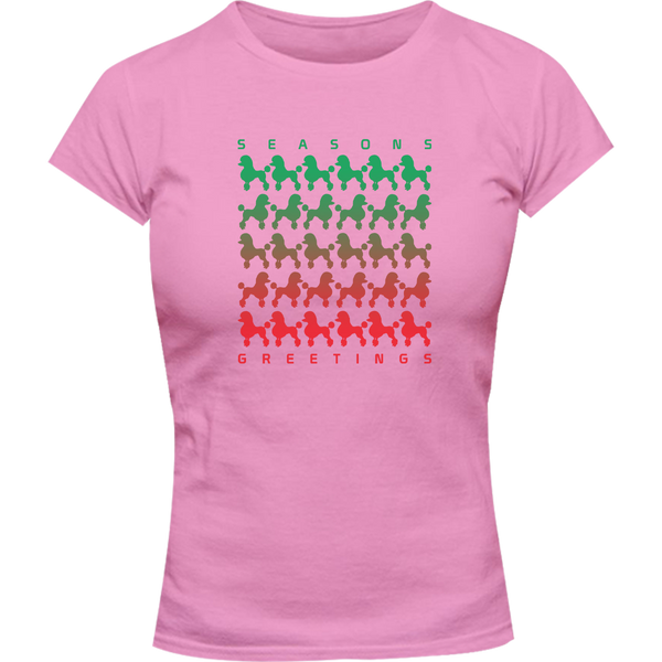Poodle Season's Greetings - Ladies Slim Fit Tee