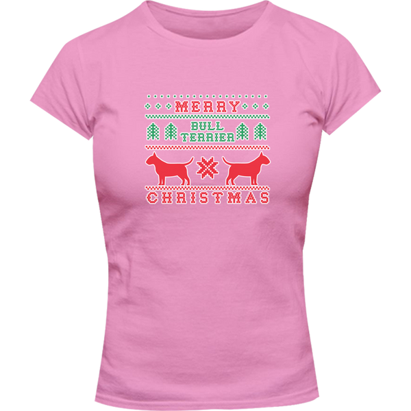 Merry Bull Terrier Christmas - Ladies Slim Fit Tee