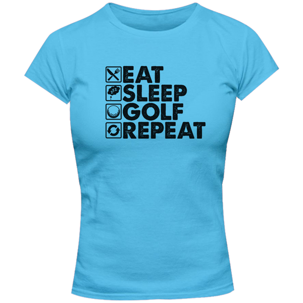 Eat Sleep Golf Repeat - Ladies Slim Fit Tee