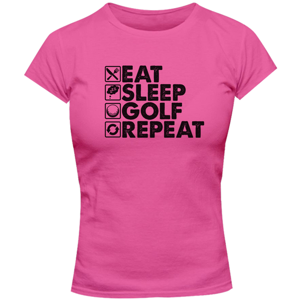 Eat Sleep Golf Repeat - Ladies Slim Fit Tee