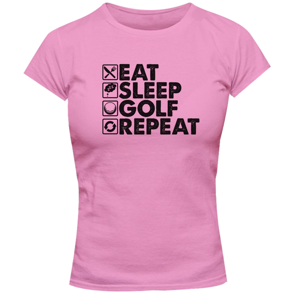 Eat Sleep Golf Repeat - Ladies Slim Fit Tee