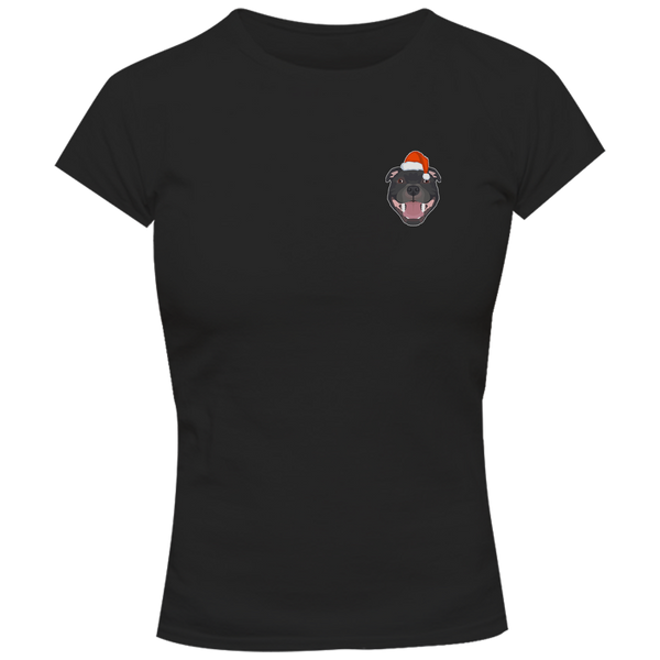 Christmas Staffy Pocket - Ladies Slim Fit Tee