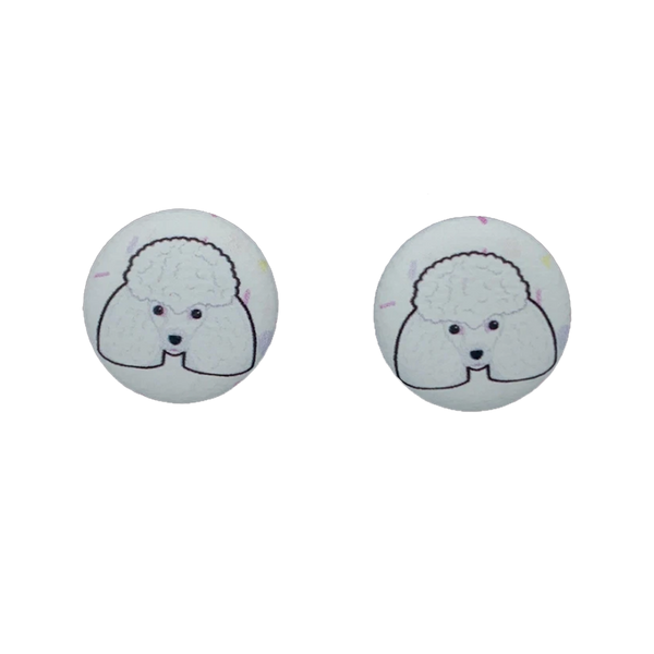 Poodle Button Earrings