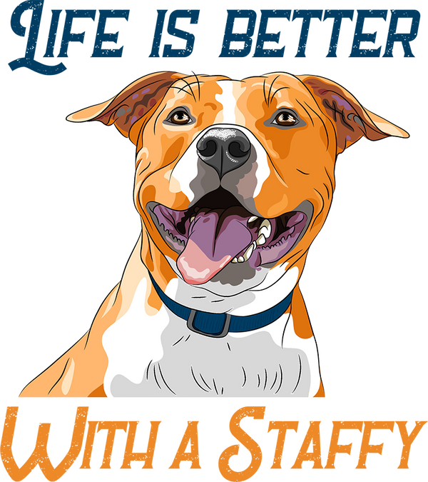 Life Is Better With A Staffy - Ladies Relaxed Fit Tee - Graphic Tees Australia
