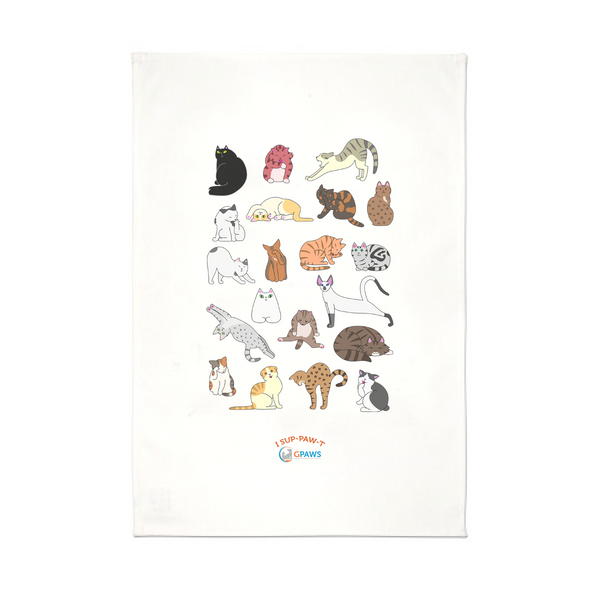 Cat Poses Gladstone Paws - Tea Towel