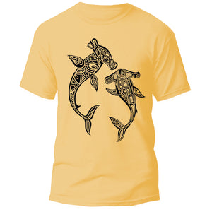Tribal Hammerhead Shark - Adult Cotton Tee