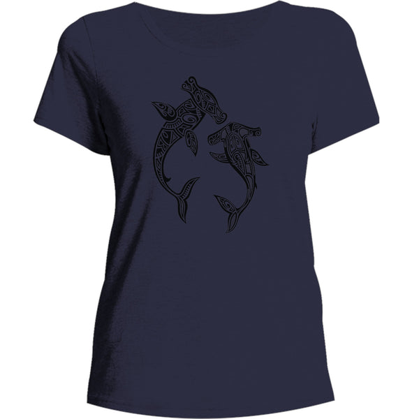 Tribal Hammerhead Sharks - Ladies Burnout Tee