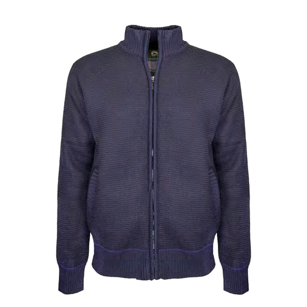 Full Zip Sweater Bonded Plaid Lining