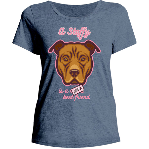 A Staffy Is A Girl's Best Friend - Ladies Relaxed Fit Tee - Graphic Tees Australia