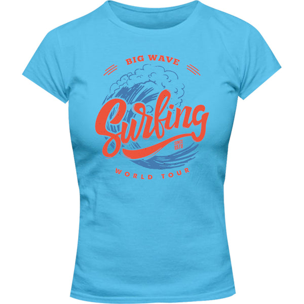 Big Wave Surfing - Ladies Slim Fit Tee - Graphic Tees Australia