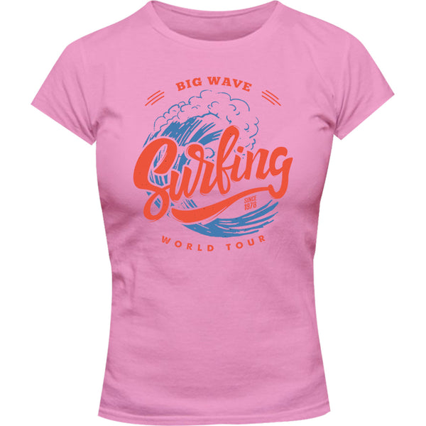 Big Wave Surfing - Ladies Slim Fit Tee - Graphic Tees Australia